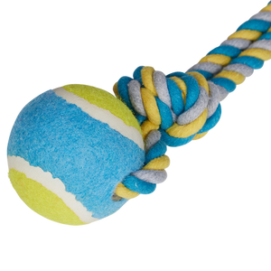 Happy Tails - Blue And Yellow Ball Rope Toy - petservo