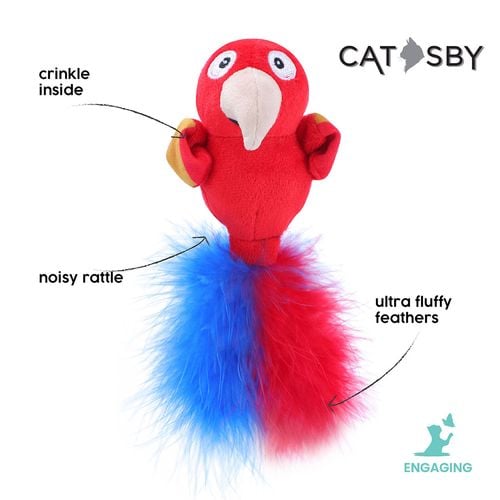 Paws & Claws - 25 x 7 x 5cm Assorted Catsby Rattle Belly Bird Cat Toy - petservo