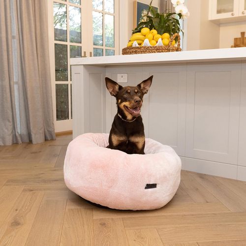 Baxter Bone - Faux Fur Plush Donut Pet Bed - Large - Pink