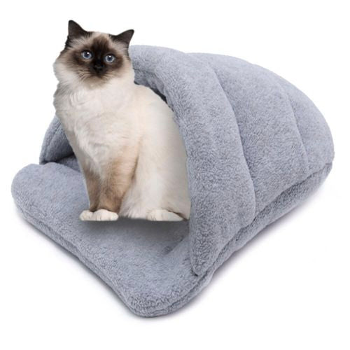 Paws and Claws - 58x44cm Cat/Pet/Kitten/Dogs/Puppies Plush Igloo Bed/Cave Grey