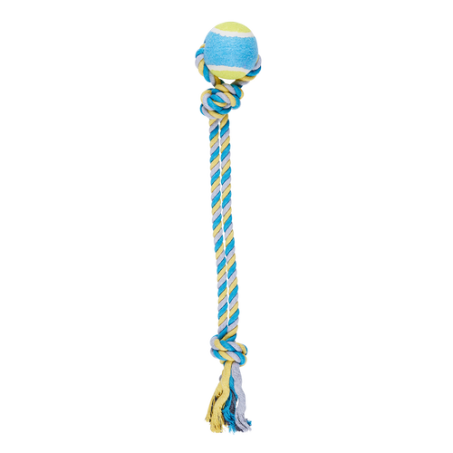 Happy Tails - Blue And Yellow Ball Rope Toy - petservo