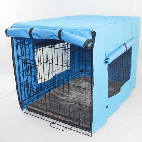 YES4PETS - 48' Portable Foldable Dog Cat Rabbit Collapsible Crate Pet Cage with Cover Mat - Blue