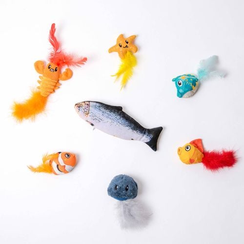 Paws & Claws - 10 x 5 x 5cm Catsby Sea Life Cat Toy - 2 Pack - petservo