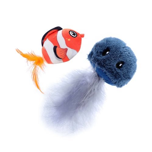 Paws & Claws - 10 x 5 x 5cm Catsby Sea Life Cat Toy - 2 Pack - petservo