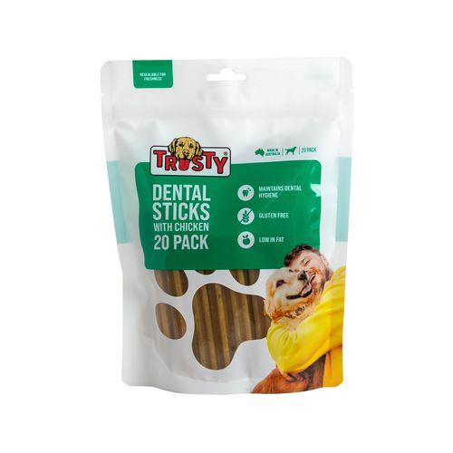 Trusty Dental Sticks Dog Treat With Chicken - 20 Pack