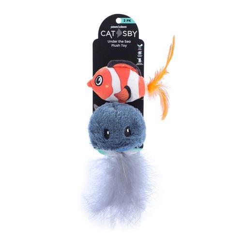 Paws & Claws - 10 x 5 x 5cm Catsby Sea Life Cat Toy - 2 Pack - petservo