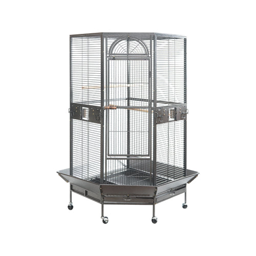 YES4PETS - 161 cm XL Corner Bird Cage Pet Parrot Aviary Perch Castor Wheel