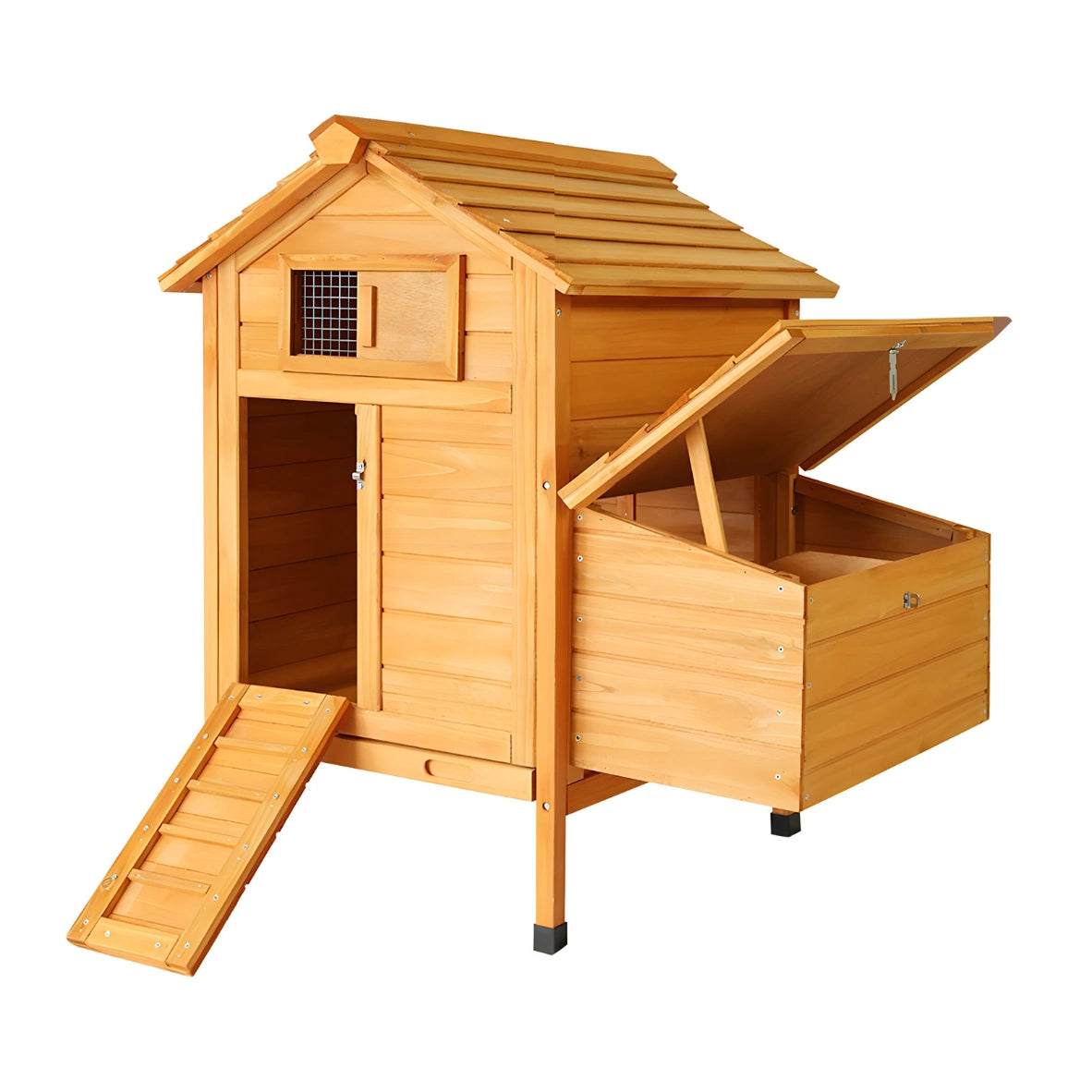 Chicken Coop Wood Barn with Ramp and Nesting Box Pet Hutch - Petservo