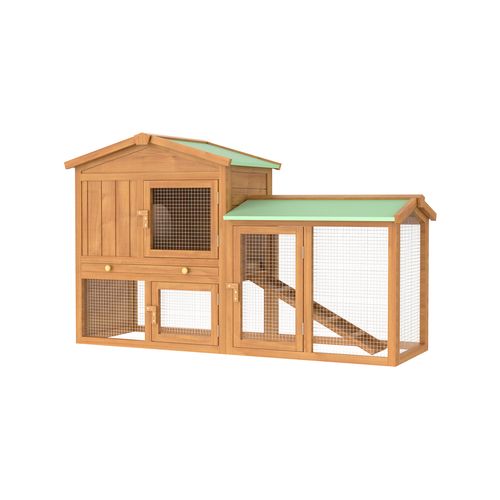 Advwin - Rabbit Hutch Chicken Coop Wooden 145x45x85cm - Brown