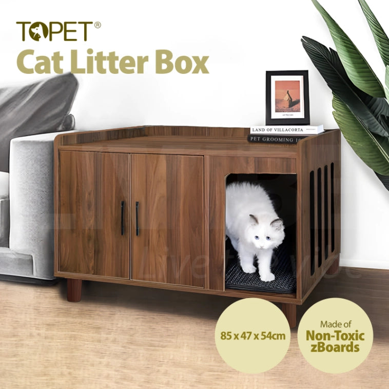 Enclosed Cat Litter Cabinet Box Kitty Indoor Crate Cabinet Cupboard Enclosure - Petservo