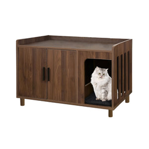 Enclosed Cat Litter Cabinet Box Kitty Indoor Crate Cabinet Cupboard Enclosure - Petservo