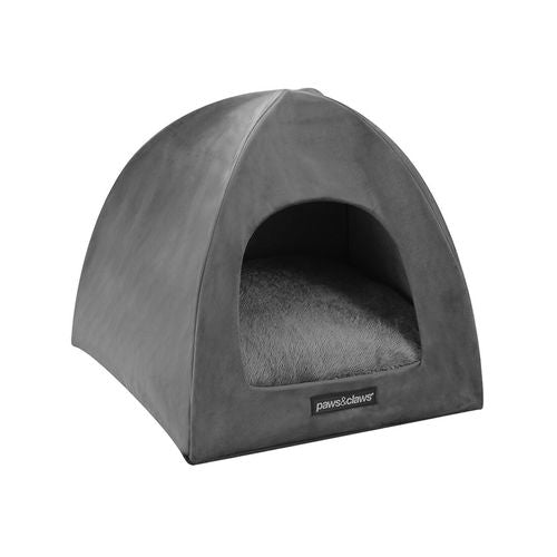 Paws and Claws - Lux Velvet Pet Cat Cave 38x35cm - Dark Grey