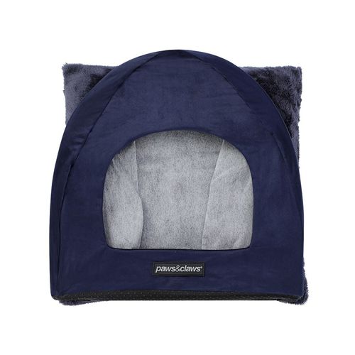 Paws and Claws - Lux Velvet Pet Cat Cave 38x35cm - Navy