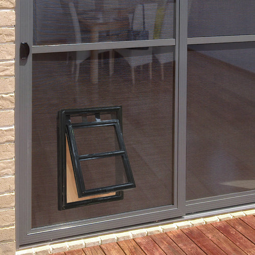 Pillar Products Pty Ltd - 202 x 254mm Flyscreen Pet Door - Black - Medium