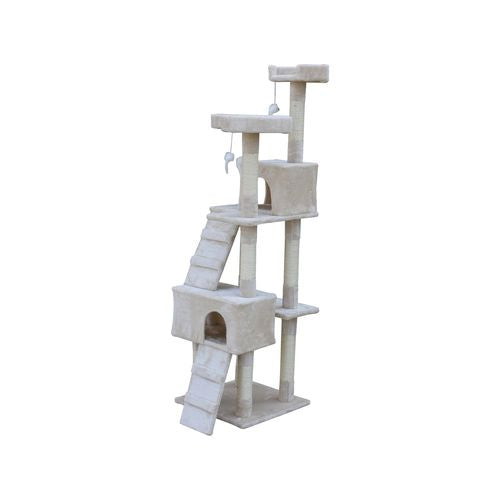 YES4PETS - 170cm Cat Scratching Post Tree Post House Tower with Ladder Furniture Beige