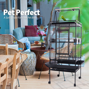 TOPET - Pet Bird Cage Parrot Aviary Pet Stand-Alone Budgie Perch Stand Alone Cages with Wheels 173cm - Petservo