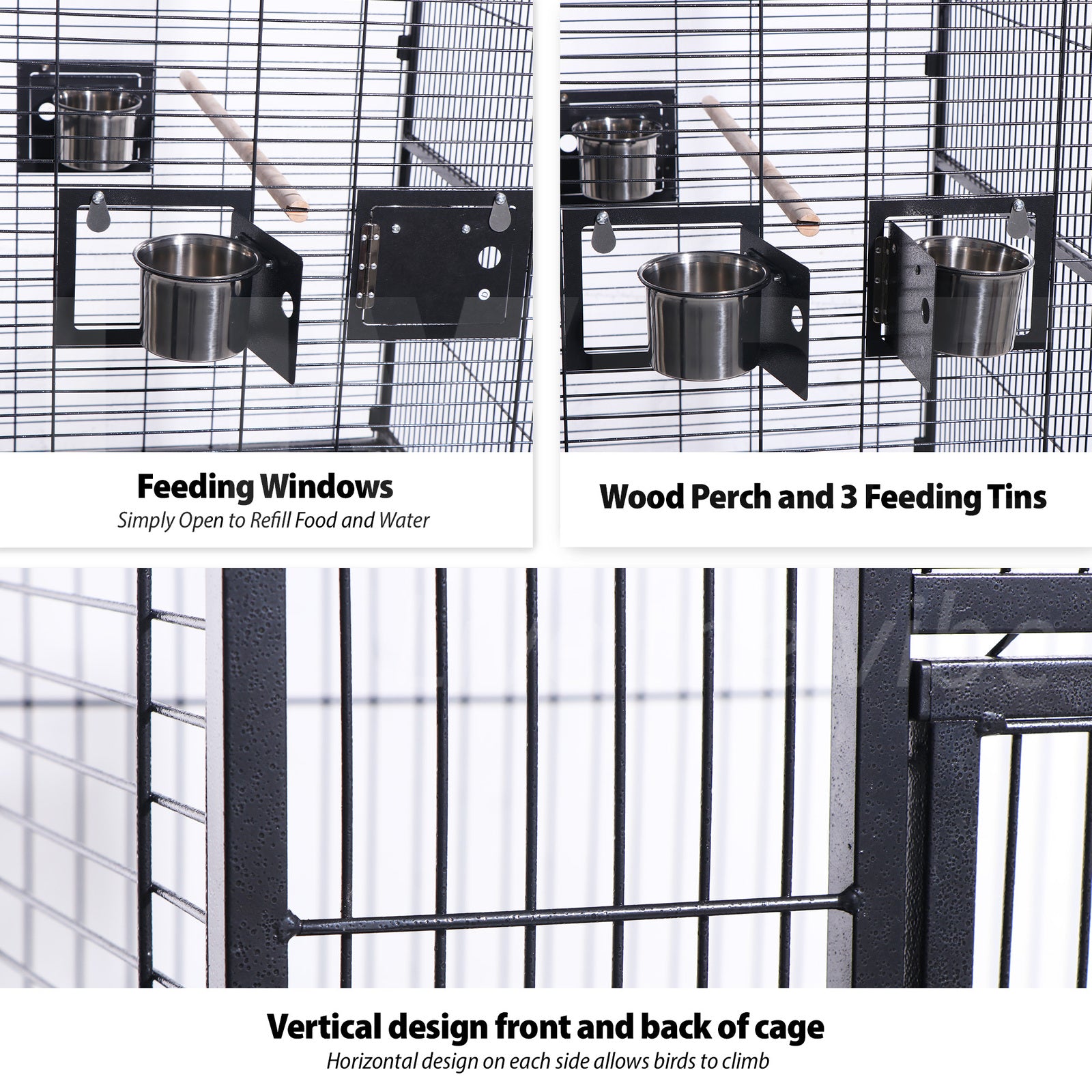 TOPET - Pet Bird Cage Parrot Aviary Pet Stand-Alone Budgie Perch Stand Alone Cages with Wheels 173cm - Petservo