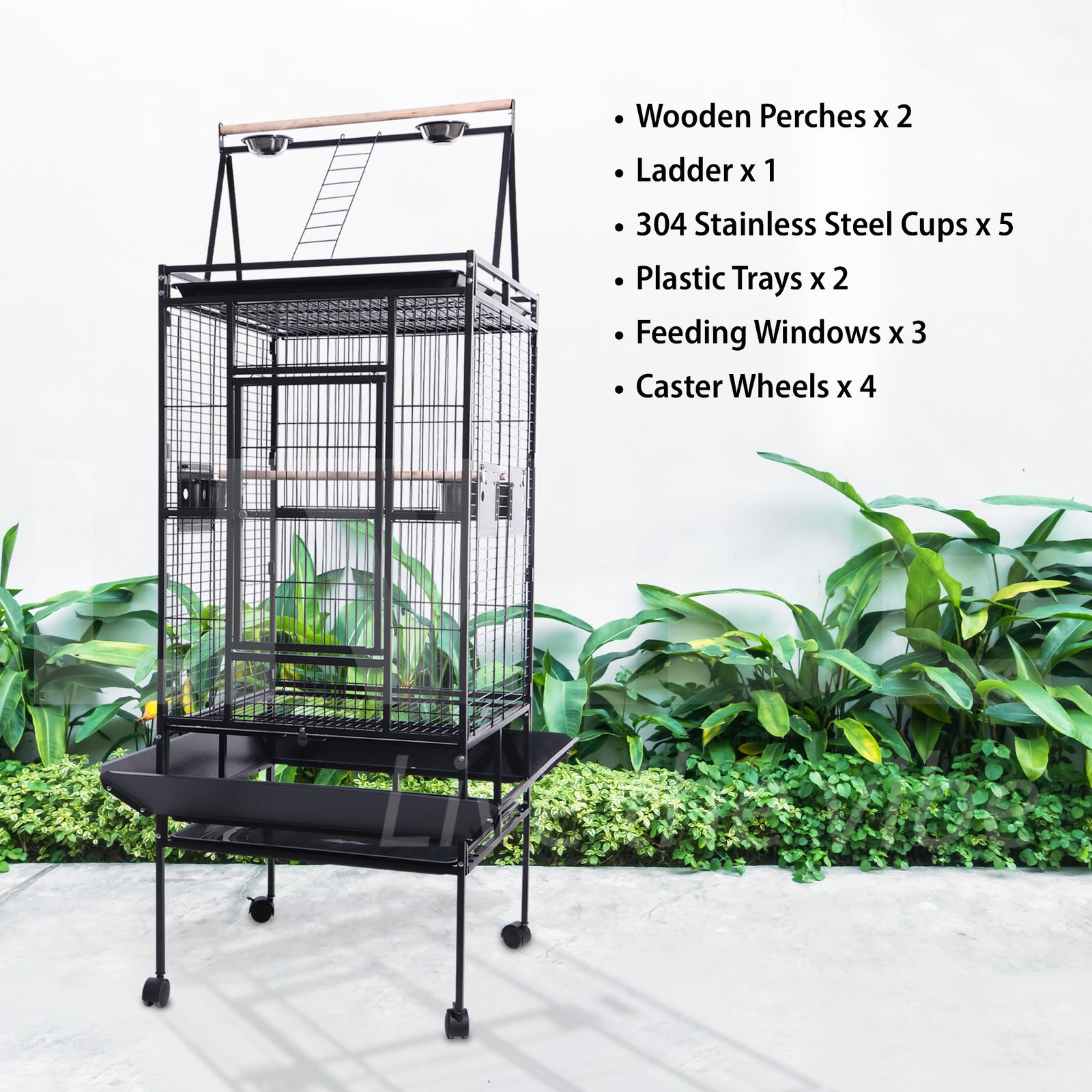 TOPET - Pet Bird Cage Parrot Aviary Pet Stand-Alone Budgie Perch Stand Alone Cages with Wheels 173cm - Petservo