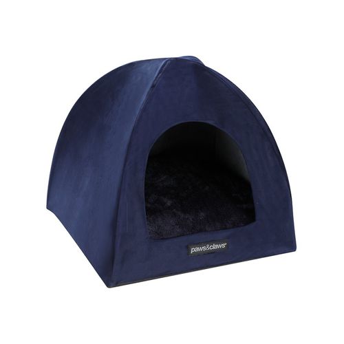 Paws and Claws - Lux Velvet Pet Cat Cave 38x35cm - Navy