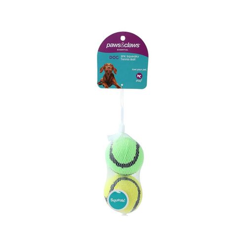 Paws and Claws - Squeaky Tennis Balls Assorted - 2PK