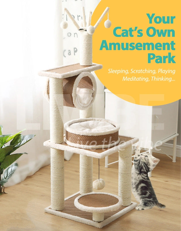 TOPET - Cat Tree Trees Scratching Post Scratcher Tower Condo House Feline Scratcher Tower 140cm - Petservo