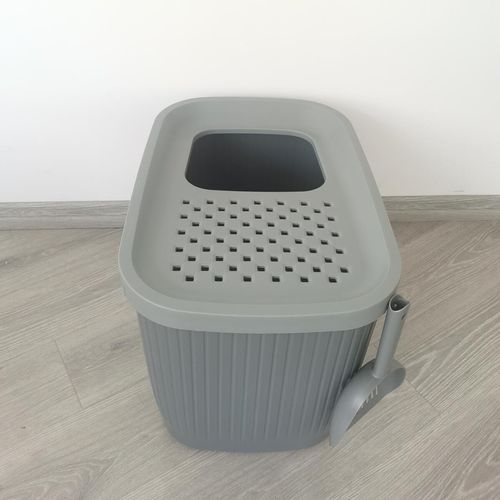 Buy YES4PETS - XXL Top Entry Cat Litter Box No Mess Large Enclosed Covered Kitty Tray Grey - petservo