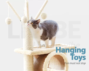 TOPET - Cat Tree Trees Scratching Post Scratcher Tower Condo House Feline Scratcher Tower 140cm - Petservo