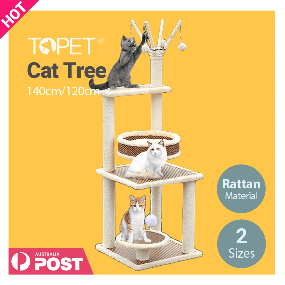 TOPET - Cat Tree Trees Scratching Post Scratcher Tower Condo House Feline Scratcher Tower 140cm - Petservo