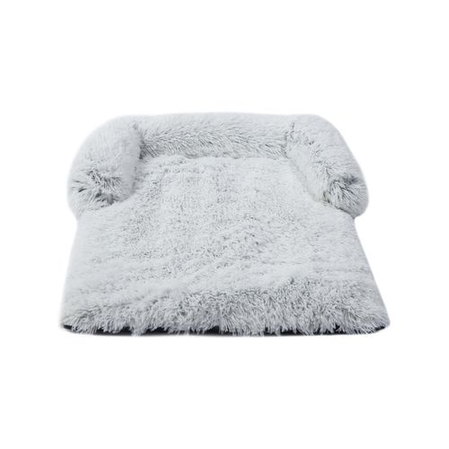 Charlie's - Shaggy Faux Fur Bolster Sofa Protector Calming Dog Bed - Large - Grey