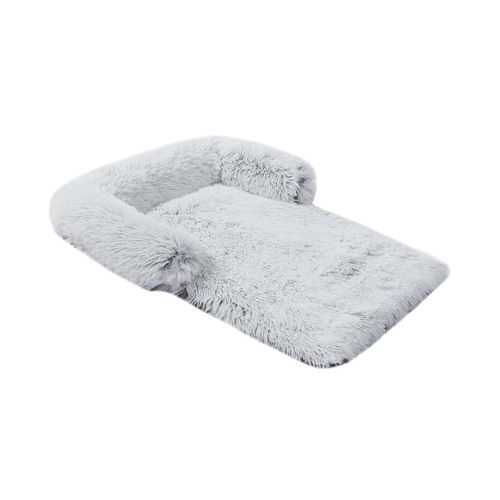 Charlie's - Shaggy Faux Fur Bolster Sofa Protector Calming Dog Bed - Large - Grey