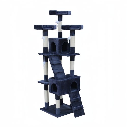 YES4PETS - 170cm Cat Scratching Post Tree Post House Tower with Ladder Furniture Grey