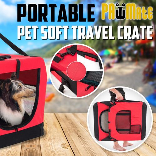 Paw Mate - Portable Soft Dog Cage Crate Carrier - Red - L - petservo-2