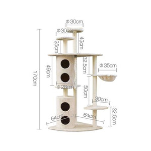 Yes4pets 170cm XL beige cat tree with multi-level tower design PetServo