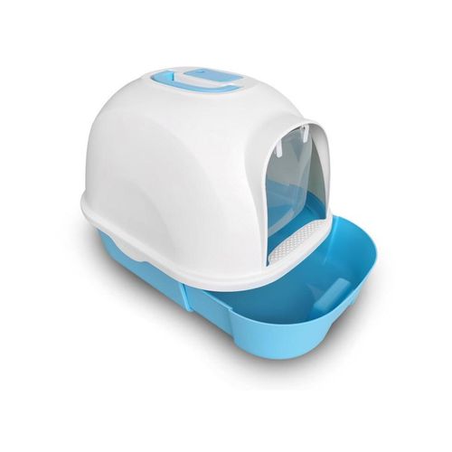 YES4PETS - Large Hooded Cat Toilet Litter Box Tray - Blue