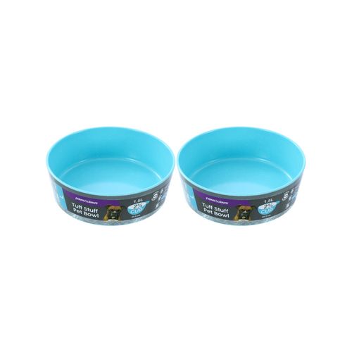 Paws and Claws - 20.5cm/1.5L Tuff Stuff Pet Bowl Large - Aqua - 2PK