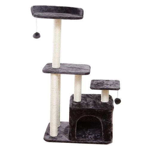 Salesbay - 3 Tier Grey Pet Play House Cat Tree Feline Scratcher Scratchpost Scratching Post Tower