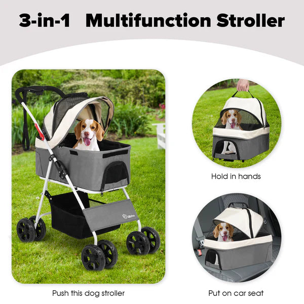 Advwin - Large Dog Stroller One-Step Foldable - petservo