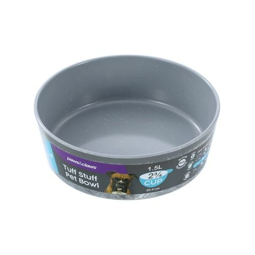 Paws and Claws - 20.5cm/1.5L Tuff Stuff Pet Bowl Large - Grey - 2PK