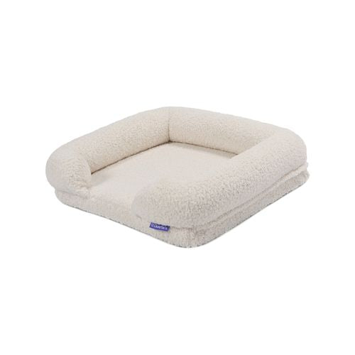 Charlie's - Boucle Orthopedic Memory Foam Sofa Dog Bed with Bolster - Cream - Large