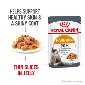 Royal Canin - Hair & Skin Care Jelly Adult Wet Cat Food Pouches 85g x 12 - Petservo