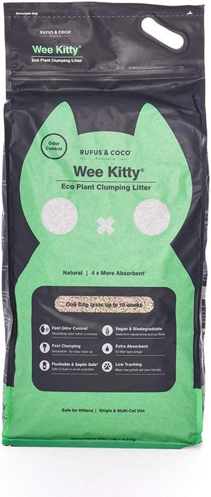 Rufus & Coco - Wee Kitty Eco Plant Clumping Litter | 9kg Bag - Petservo