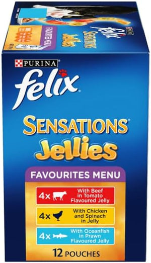 FELIX - Sensations Adult Wet Cat Food Favourites Menu Jellies 60x85g - Petservo