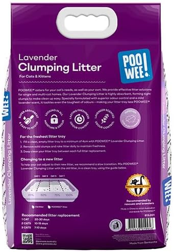 POOWEE - Clumping Lavender Cat Litter 7.5kg - Odour Control - Petservo