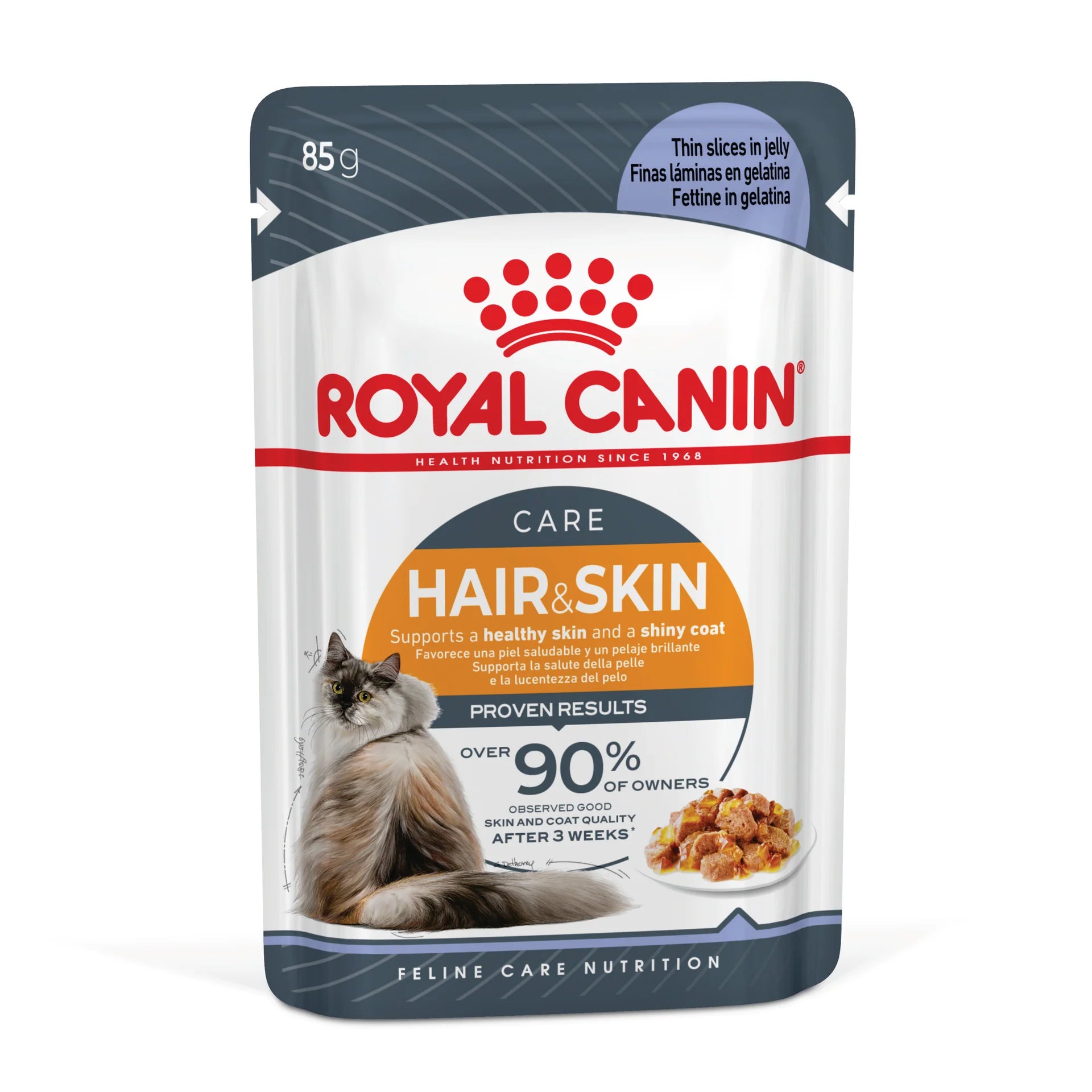 Royal Canin - Hair & Skin Care Jelly Adult Wet Cat Food Pouches 85g x 12 - Petservo