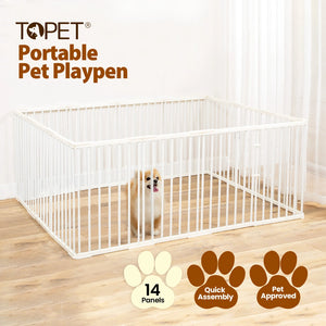 TOPET - Portable 14 Panel Pet Playpen Dog Playpen Dog Cage Play Pen Pet Fence dog crate - Petservo