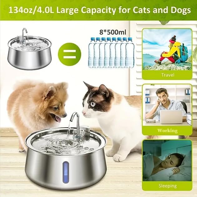 PUPERCI - 4L Automatic Electric Pet Water Fountain Dog Cat Water Feeder Bowl Dispenser