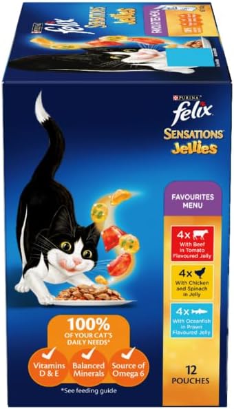 FELIX - Sensations Adult Wet Cat Food Favourites Menu Jellies 60x85g - Petservo