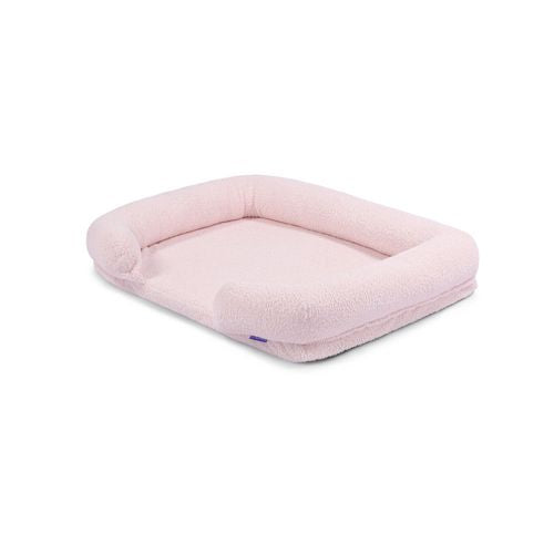 Charlie's - Boucle Orthopedic Memory Foam Sofa Dog Bed with Bolster - Pink - Small