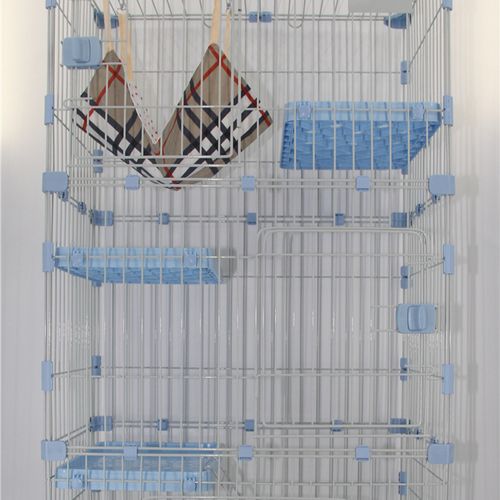 Yes4pets - 179 Cm Blue Pet 4 Level Cat Cage House With Litter Tray & Wheel 82x57x179 Cm