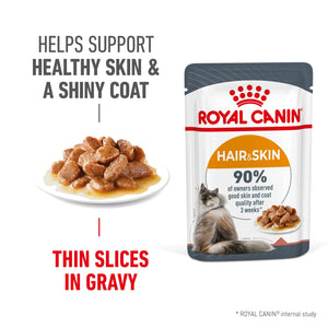 Royal Canin - Hair & Skin Gravy Adult Wet Cat Food Pouches 85g x 12 - Petservo